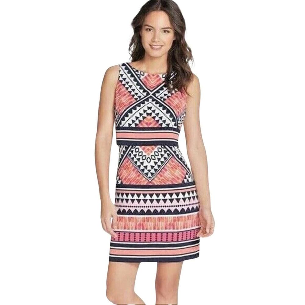Eliza J Multicolored Print Layered Sleeveless Dress Size 14W